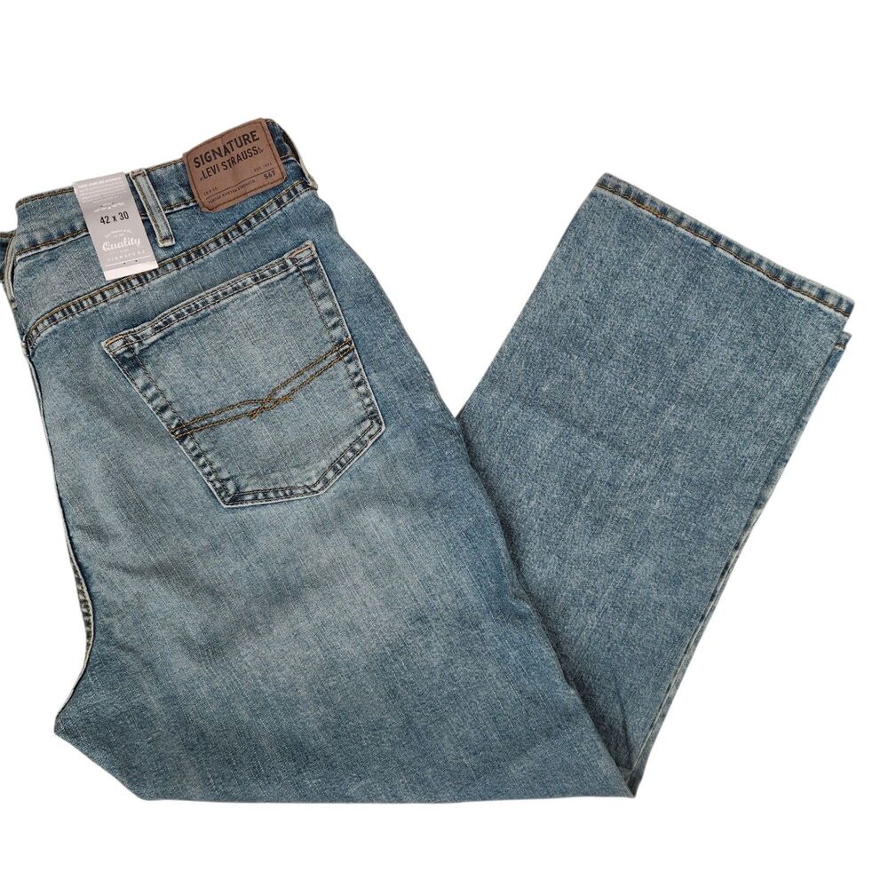NEW Signature By Levi Strauss Mens S67 Athletic Fit 5 Pocket Jeans 42x30